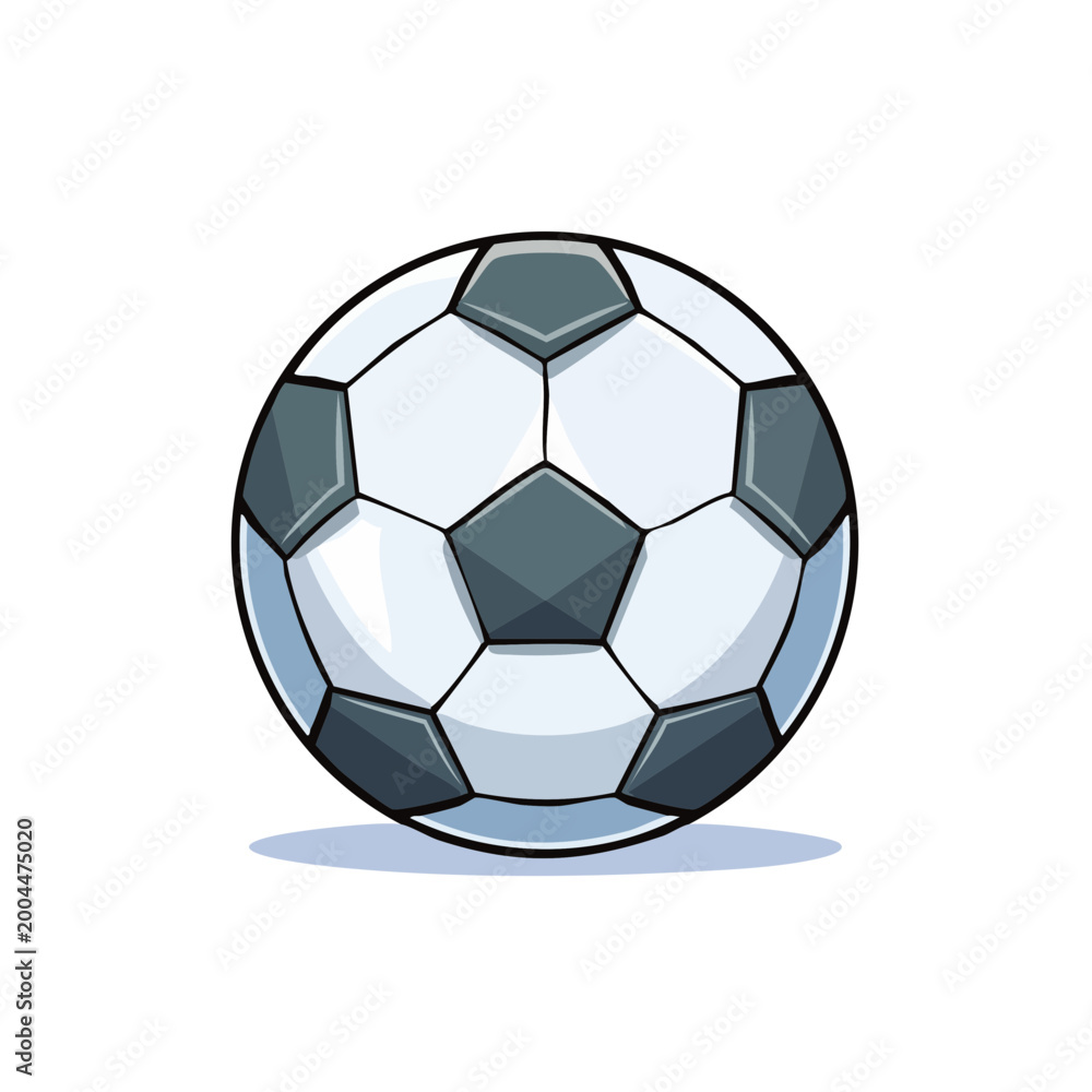 Naklejka premium Classic Black and White Soccer Ball Illustration with Shadow Detail