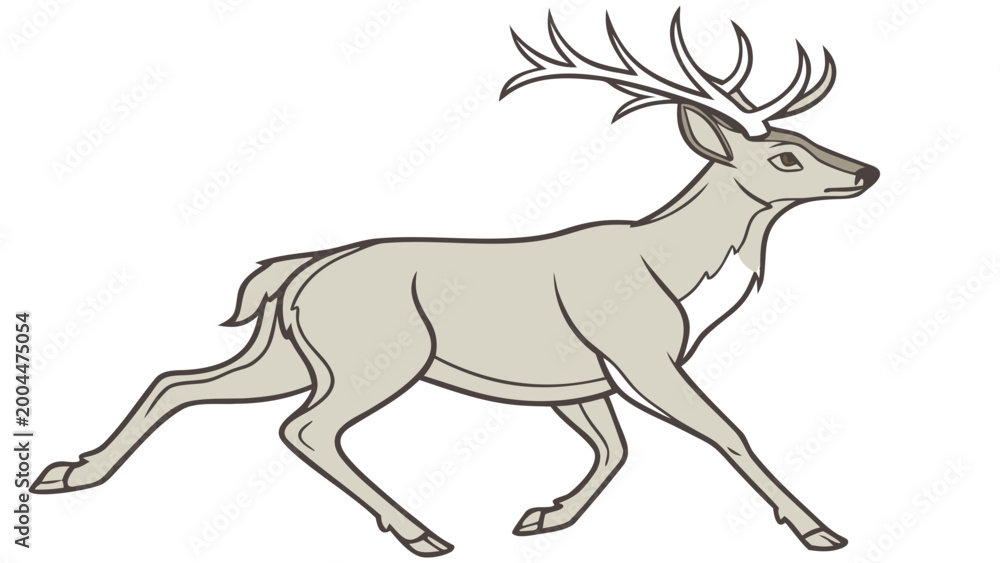 Fototapeta premium Deer Silhouette with Antlers Vector Illustration