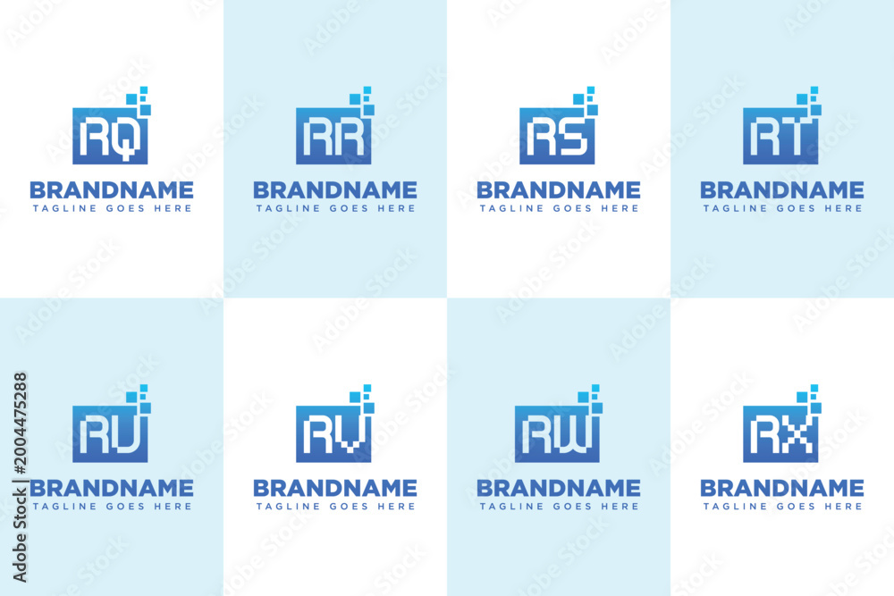 Fototapeta premium Letters RQ RR RS RT RU RV RW RX Data Tech Logo, innovation, and digital solutions