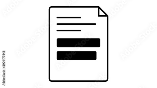 Schilderij op canvas Data Masking and Redaction Vector Icon Featuring a Document with Censored Text Blocks, Minimalist Black Line Illustration with Editable Stroke for Privacy, Security, and Confidentiality