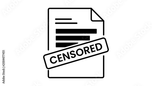 Foto Censored Document and Data Masking Editable Stroke Vector Icon