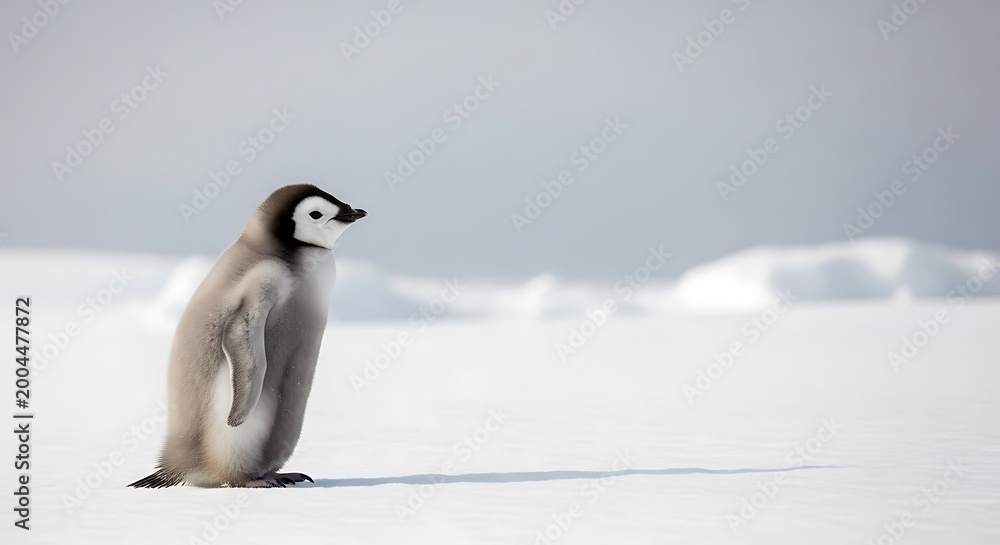 Obraz premium Adorable Penguin Chick in Antarctic Snow - Wildlife Photography for Nature Projects