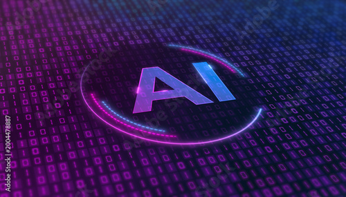 Illustration of a modern AI design icon with a glowing effect.