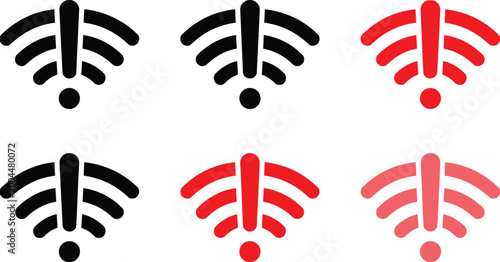Fotografie WiFi problem icon set no internet disconnect wireless signal vector illustration