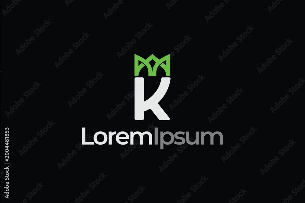 Fototapeta premium Letter K with crown logo template vector image