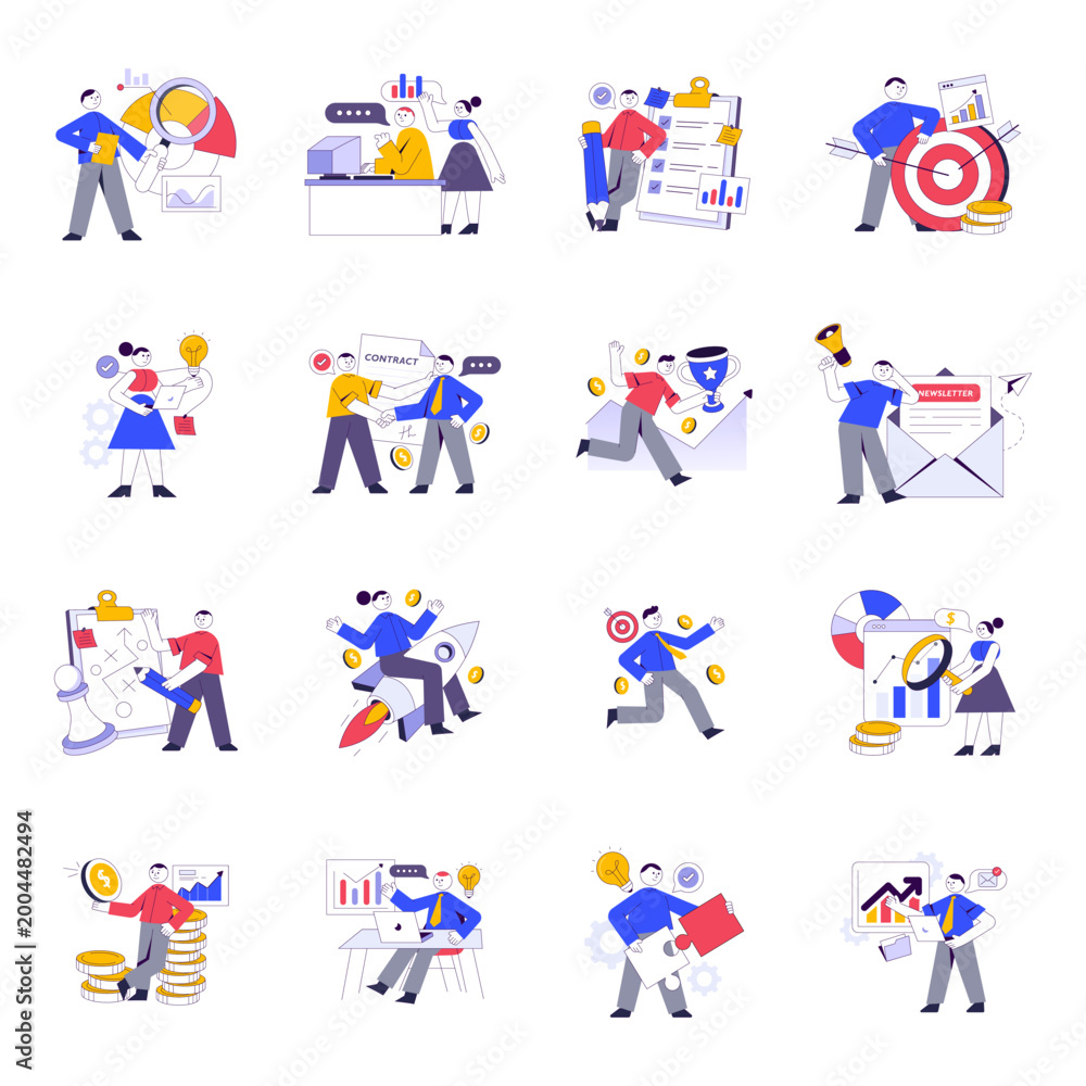 Fototapeta premium Set of Business Flat Illustrations