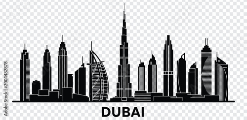 Obraz na plátne Dubai city skyline silhouette vector illustration