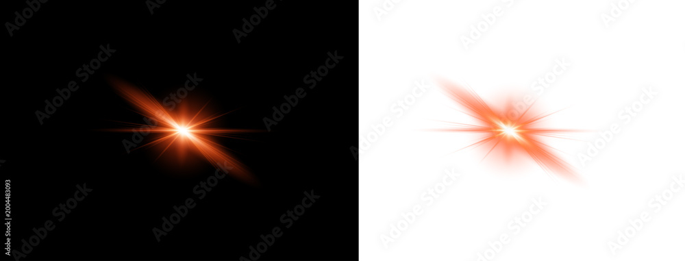 Fototapeta premium Dramatic red light effect starburst flare on black background for visual impact
