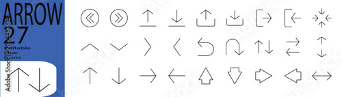Arrow line editable icon set. Editable stroke. Vector illustration.