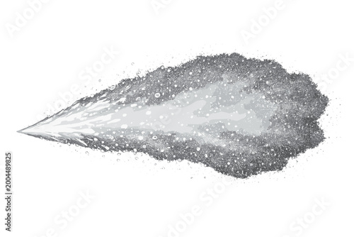 Abstract Water Spray with Liquid Droplets, Fine Mist Particles, Stream and Dispersion Texture Isolated on White Background. Realistic Aerosol Splash Effect for Design and Graphic Projects.