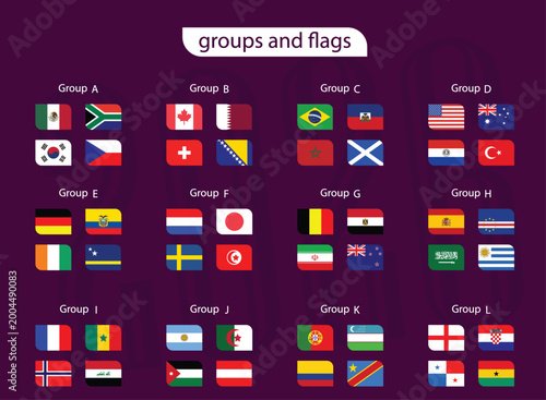 Tableau sur toile National Flags  for 2026 World Cup Football