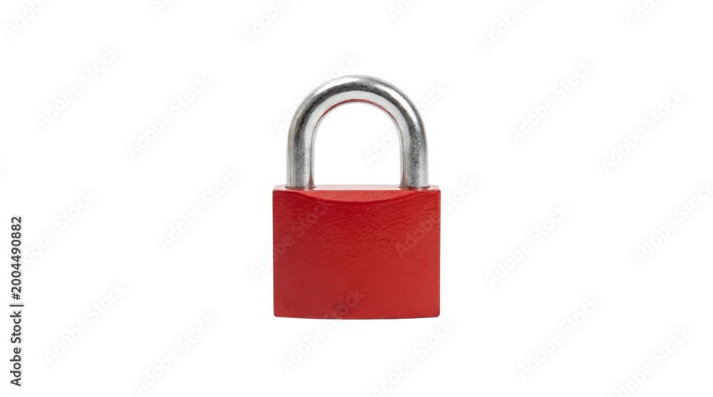 Naklejka premium Secure red metal padlock isolated on transparent background png