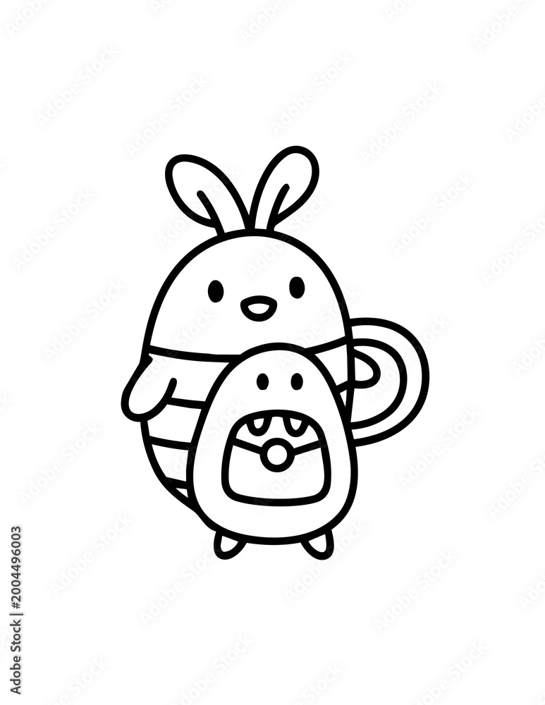 Fototapeta premium Cartoon rabbit holding tea cup.