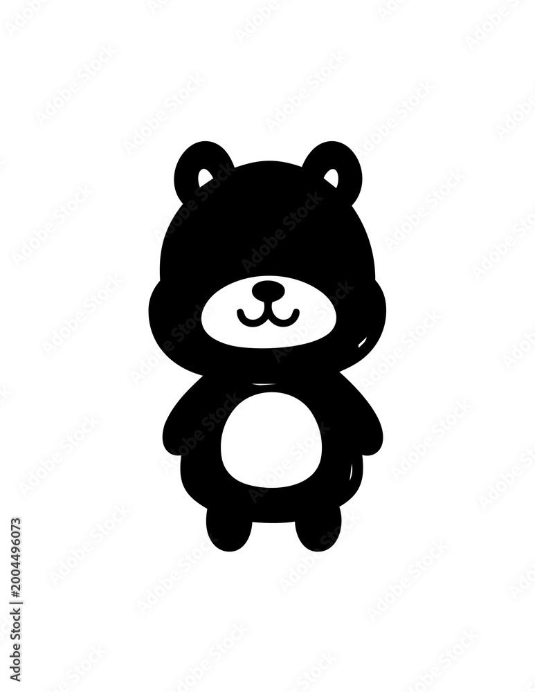 Obraz premium Cute black cartoon bear toy.