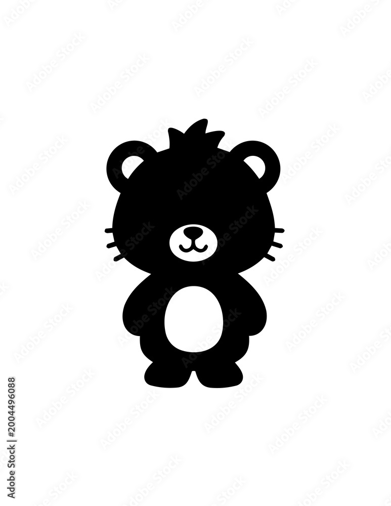 Obraz premium Cute black bear cartoon standing upright.