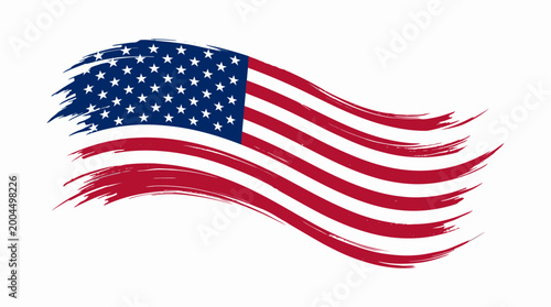 Waving american flag with painted brush stroke style