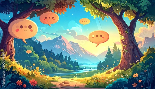 Nature's joyful chat bubbles