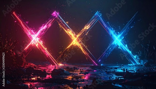 Neon glow abstract forms