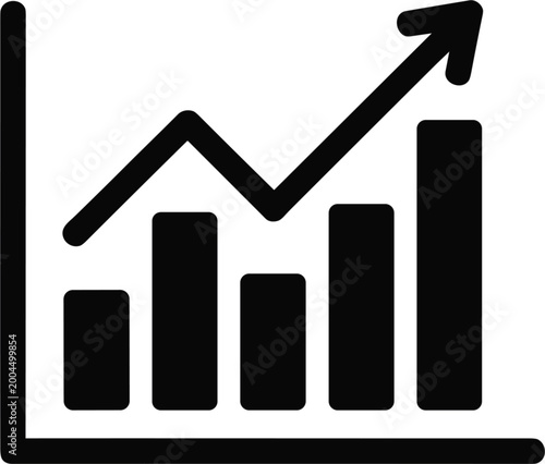 business graph with arrow on white background.