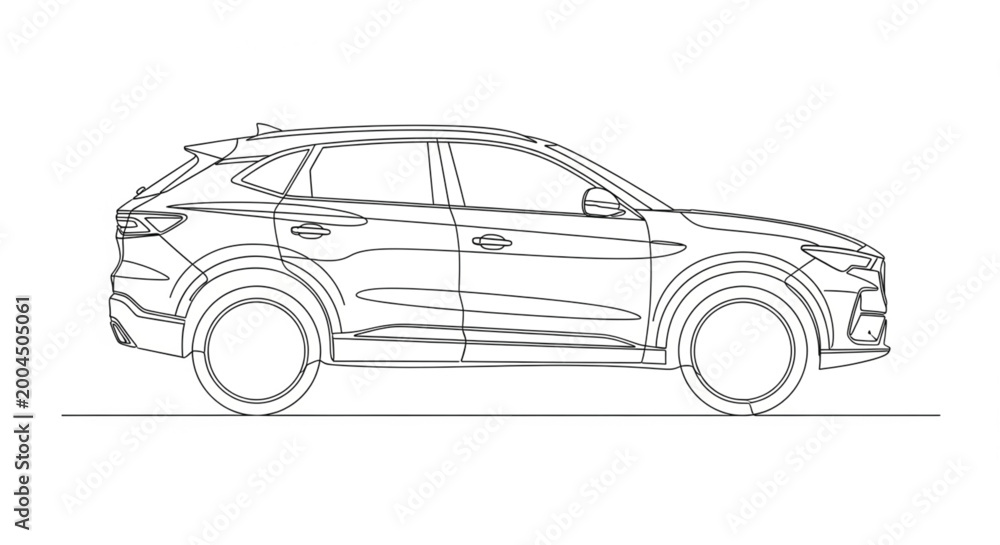 Fototapeta premium Vector Illustration of a Modern SUV Car Side View for Automotive, Transportation, and Vehicle Design Themes