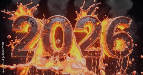 Fiery 2026 Text Animation with Flames.