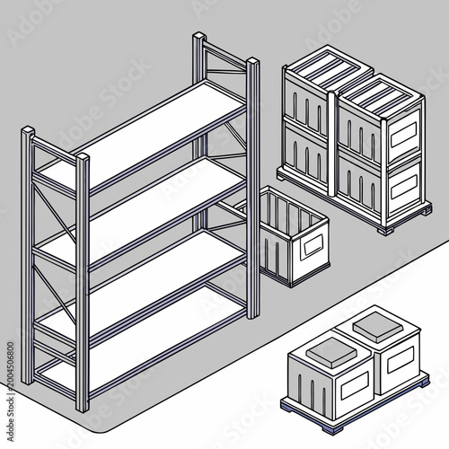 Photography Industrial shelving units and storage containers with storage system metal rack