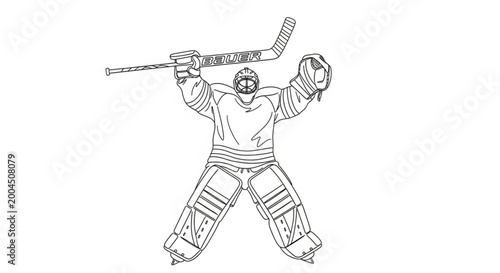 Photography Vector Illustration of Hockey Goalkeeper in Action for Ice Hockey, Sports, and A