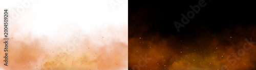 Fotografía PNG image of Glowing embers floating within a thick cloud of swirling orange smo