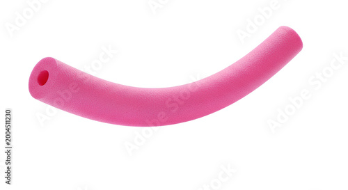 Pink pool noodle PNG. Floating foam tube isolated for summer swimming and water play designs.