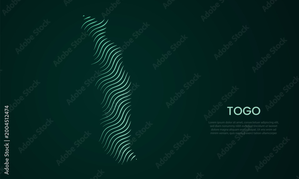 Obraz premium Togo abstract map made of flowing curved line pattern
