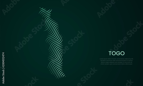 Togo abstract map made of flowing curved line pattern