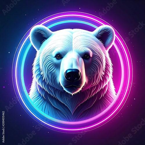 Neon polar bear portrait