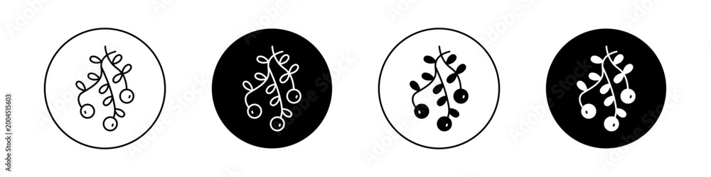 Fototapeta premium Mistletoe icons vector graphics collection on white background