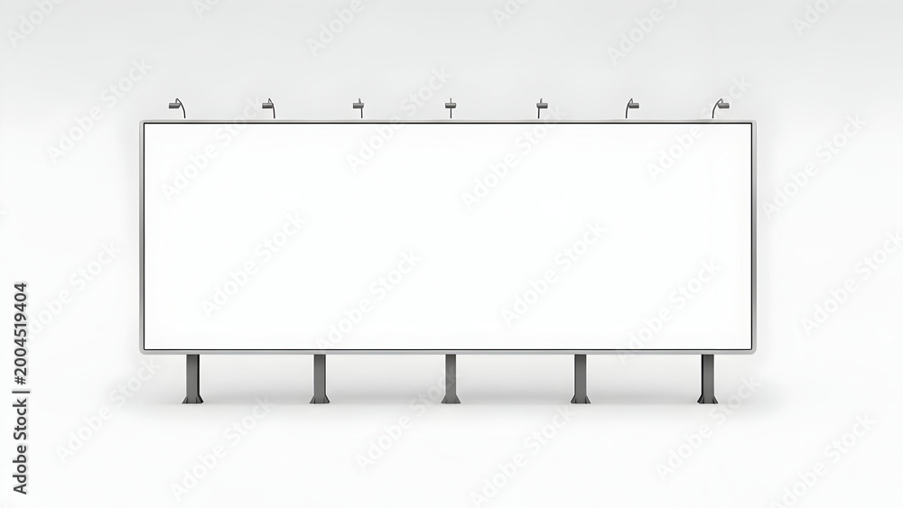 Fototapeta premium Blank Billboard with Lights and Support Poles