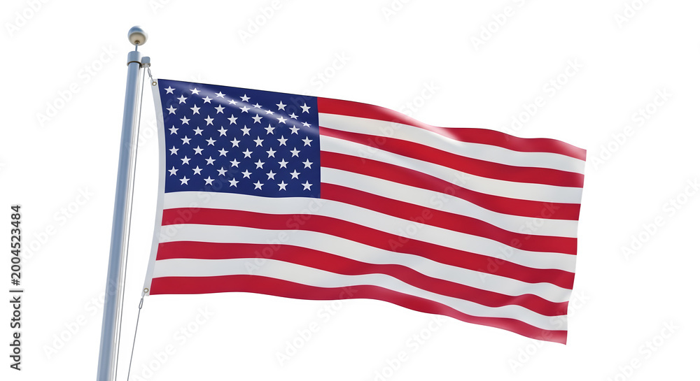 Fototapeta premium American flag waving patriotic 4th of july celebration isolated on transparent background