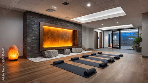Yoga mats on the floor in luxury setting