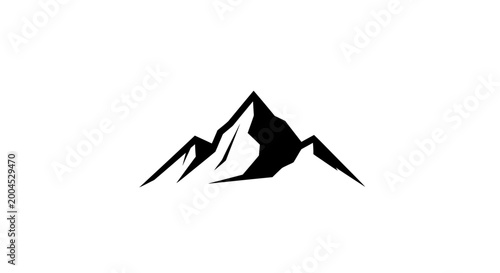Minimalist black mountain peak silhouette isolated on white background