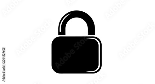Minimalist black padlock icon on white background