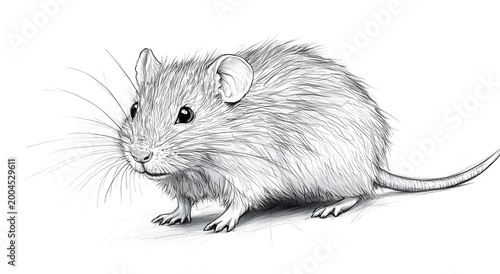 Cute little rat drawing with soft fur realism image