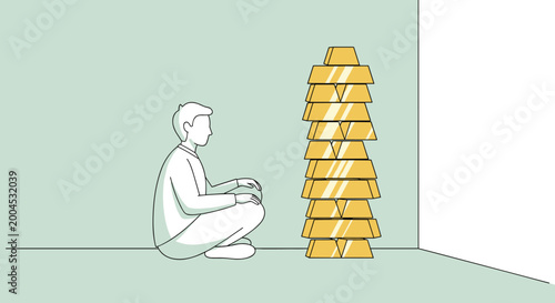 Photos Flat minimalist illustration of gold accumulation patience