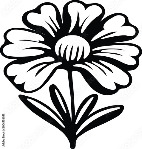 Beautiful Flower Black and White Line Art Floral Vector Illustration