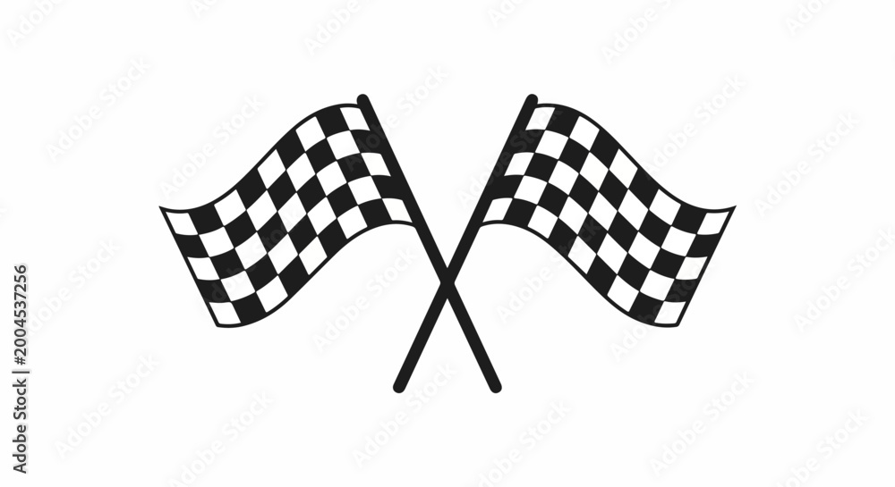 Fototapeta premium Two crossed checkered flags symbolizing the start or finish line in a race, competition, or victory