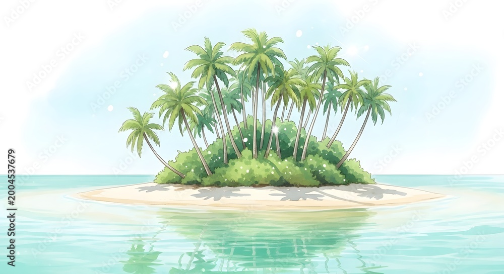 Fototapeta premium Tropical island paradise lush vegetation and turquoise waters