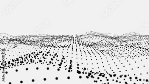 Black color digital dot wave on the white background animation.