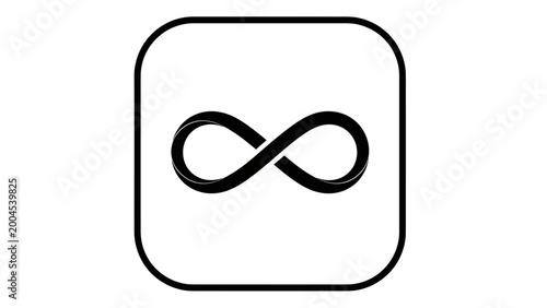 Photos Simple black infinity symbol on white background within rounded square
