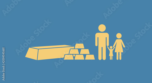 Obraz na plátně Flat minimalist illustration of gold inheritance planning