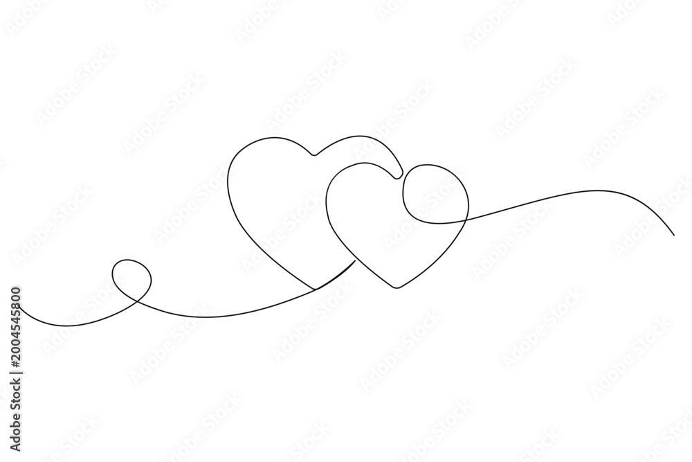 Fototapeta premium Heart shape continuous one line drawing minimalist vector illustration