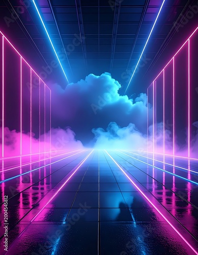Neon cloud tunnel