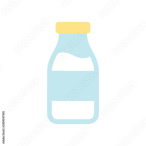 Bottle of water with yellow cap.