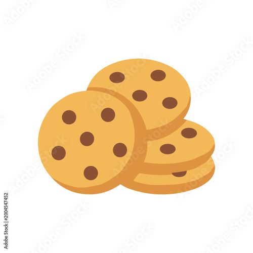 Chocolate Chip Cookies Stacked Together.